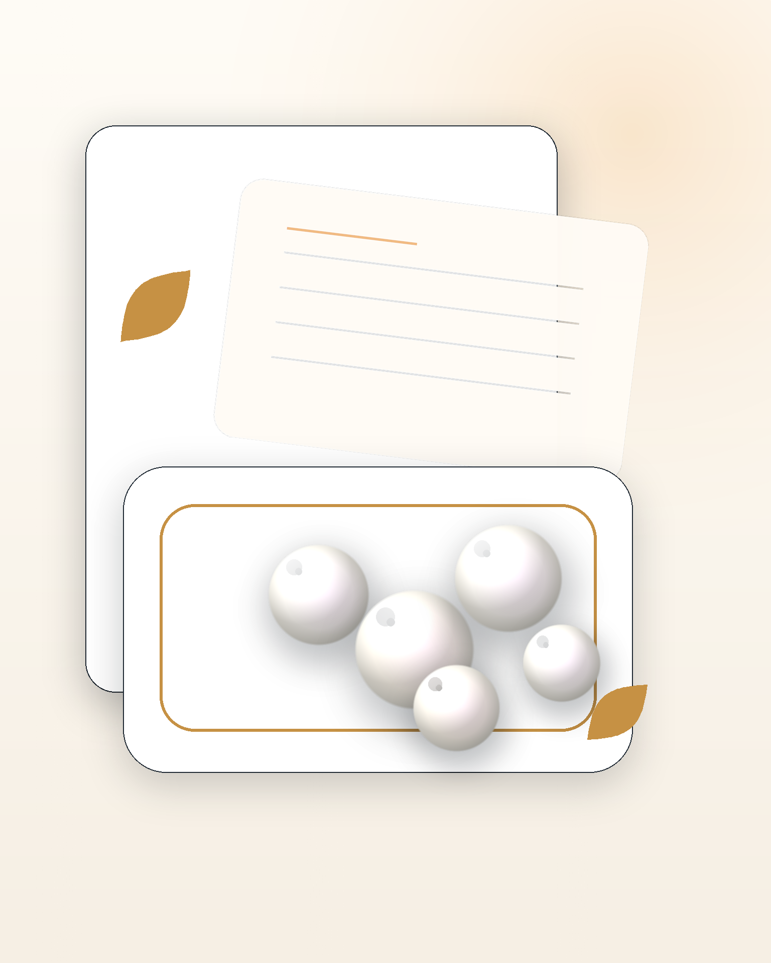 SUHA pearl consultation with selected pearls and handwritten notes